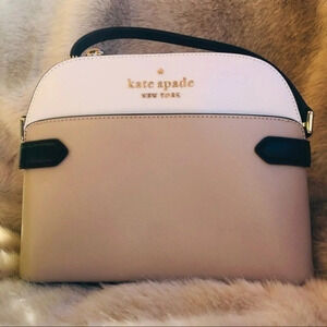 Kate Spade New York Saffiano Leather Crossbody Bag Neutral Colorblock NWT